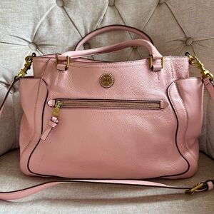Tory Burch Frances Satchel in Rose Pebbled Pink Leather, Dust Bag+Original Tags